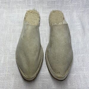 Free People Cream / Off-White Mule Slide with Faux Fur - Size 41